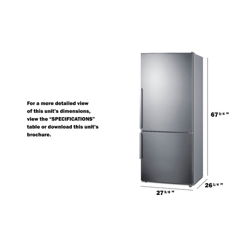 Summit - 28" Wide Bottom Freezer Refrigerator Summit - 28" Wide Bottom Freezer Refrigerator