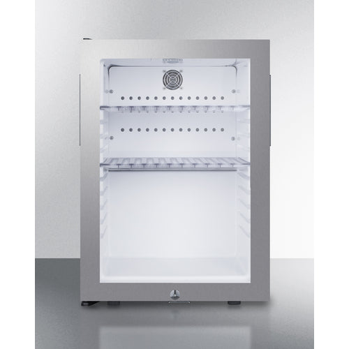Summit - Compact glass door minibar with front lock - MB27GLSS