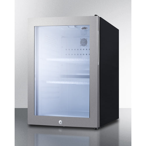 Summit - Compact glass door minibar with front lock - MB27GLSS