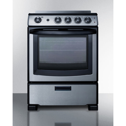 Summit - 24" Wide Electric Range & Convertible Hood - REXH24RSS Summit - 24" Wide Electric Range & Convertible Hood - REXH24RSS