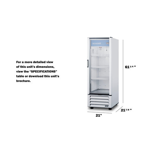 Summit - 21" wide upright glass door commercial beverage center - SCR801G Summit - 21" wide upright glass door commercial beverage center - SCR801G