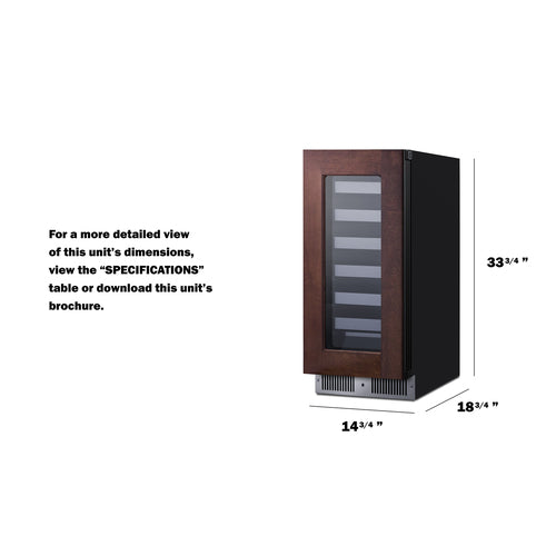 Summit - Shallow 18" deep 15" wide undercounter wine cellar - SDHW1532PNR Summit - Shallow 18" deep 15" wide undercounter wine cellar - SDHW1532PNR