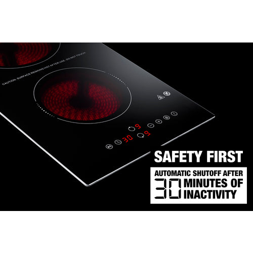 Summit - 12" Wide 230V 2-Burner Radiant Cooktop With Safety Shutoff - CRH2BT30230 Summit - 12" Wide 230V 2-Burner Radiant Cooktop With Safety Shutoff - CRH2BT30230