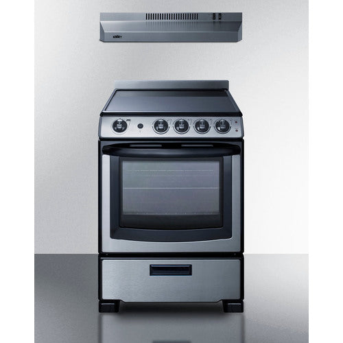 Summit - 24" Wide Electric Range & Convertible Hood - REXH24RSS