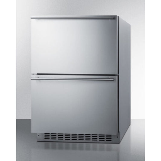 Summit - 24" wide indoor/outdoor 2-drawer refrigerator-freezer - ADRF244CSS