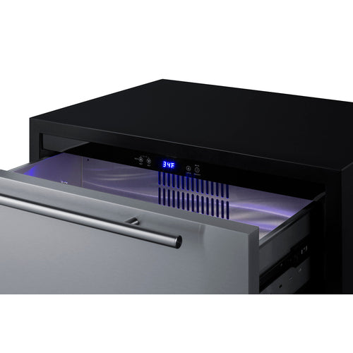 Summit - 27" wide built-in undercounter ADA height 2-drawer outdoor all-refrigerator - SPR275OS2DCSSADA Summit - 27" wide built-in undercounter ADA height 2-drawer outdoor all-refrigerator - SPR275OS2DCSSADA