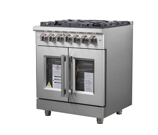 Forno - 30" Massimo 5 Burner Freestanding French Door Dual Fuel Range in Stainless Steel