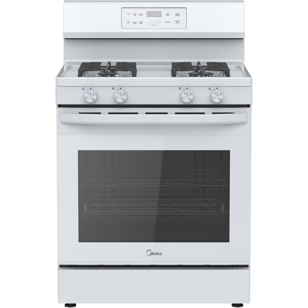 Midea - 30" Gas Range with Steam Clean - MGR30S2AWW Midea - 30" Gas Range with Steam Clean - MGR30S2AWW