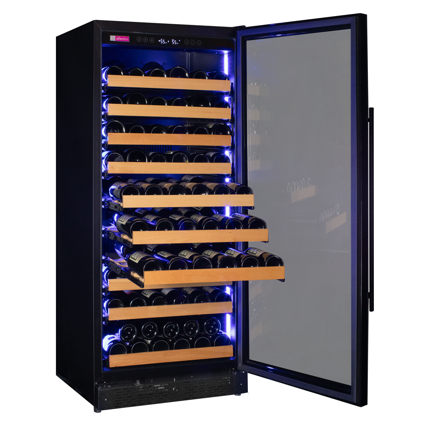 Allavino - Reserva Series 119 Bottle 55" Tall Dual Zone Black Glass Wine Refrigerator Allavino - Reserva Series 119 Bottle 55" Tall Dual Zone Black Glass Wine Refrigerator