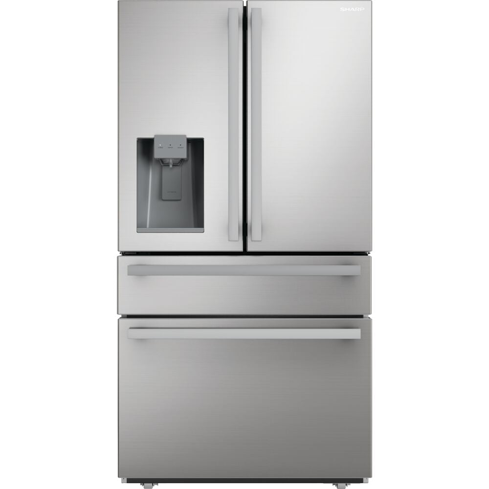 Sharp - 21.6 CF Counter-Depth 4-Door French Door, Dispenser - SJG2254FS Sharp - 21.6 CF Counter-Depth 4-Door French Door, Dispenser - SJG2254FS
