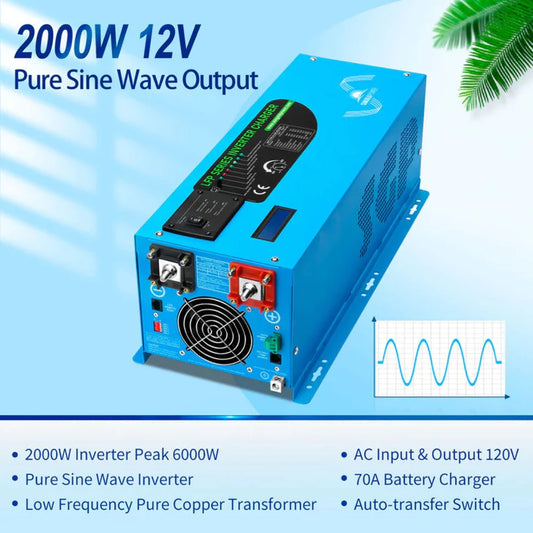 SunGold Power - 2000W-DC12V Pure Sine Wave Inverter - LFP2K12V120VSG