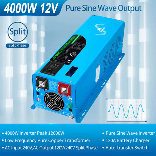 SunGold Power - 4000W-DC12V Split Phase Pure Sine Wave Inverter - LFP4K12V240VSP