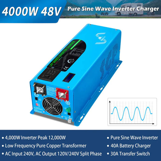 SunGold Power - 4000W-DC48V Split Phase Pure Sine Wave Inverter - LFP4K48V230VSP