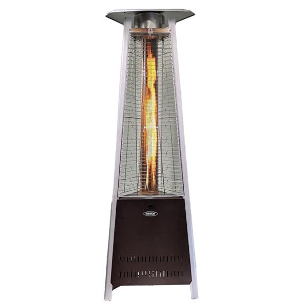 SUNHEAT Tower Patio Heater 6’ 2” Decorative Flame Triangle Glass Tube Golden Hammer Commercial Patio Heater PHTRGH-34 SUNHEAT Tower Patio Heater 6’ 2” Decorative Flame Triangle Glass Tube Golden Hammer Commercial Patio Heater PHTRGH-34