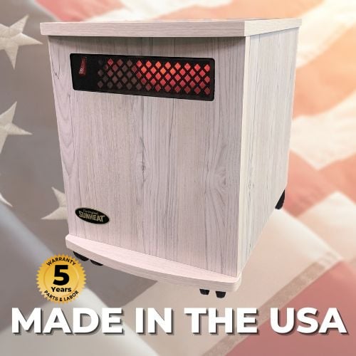 Original SUNHEAT Made in the USA Infrared Heater – USA1500-M White Painted Wood Original SUNHEAT Made in the USA Infrared Heater – USA1500-M White Painted Wood