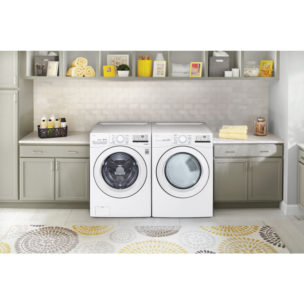 LG - 4.5 CF Front Load Washer (WM3400CW) & 7.4 CF Electric Dryer (DLE3400W) - WM3400CW-E-KIT LG - 4.5 CF Front Load Washer (WM3400CW) & 7.4 CF Electric Dryer (DLE3400W) - WM3400CW-E-KIT