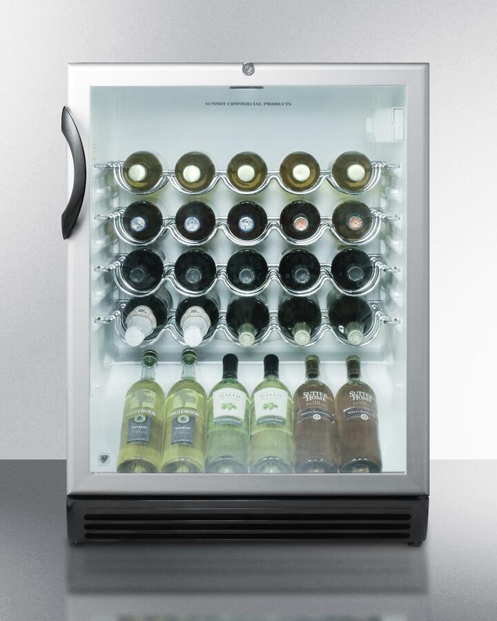 24 Inch Freestanding Wine Cellar with 36-Bottle Capacity, ADA-Compliant Height, 4 Scalloped Wire Shelves, Automatic Defrost, Interior Lighting and Door Lock: Black Handle 24 Inch Freestanding Wine Cellar with 36-Bottle Capacity, ADA-Compliant Height, 4 Scalloped Wire Shelves, Automatic Defrost, Interior Lighting and Door Lock: Black Handle