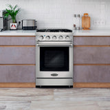 Cosmo - 24 in. Slide-In Freestanding Gas Range with 4 Sealed Burners, Cast Iron Grates, 3.73 cu. ft. Capacity Convection Oven in Stainless Steel | COS-EPGR244 Cosmo - 24 in. Slide-In Freestanding Gas Range with 4 Sealed Burners, Cast Iron Grates, 3.73 cu. ft. Capacity Convection Oven in Stainless Steel | COS-EPGR244
