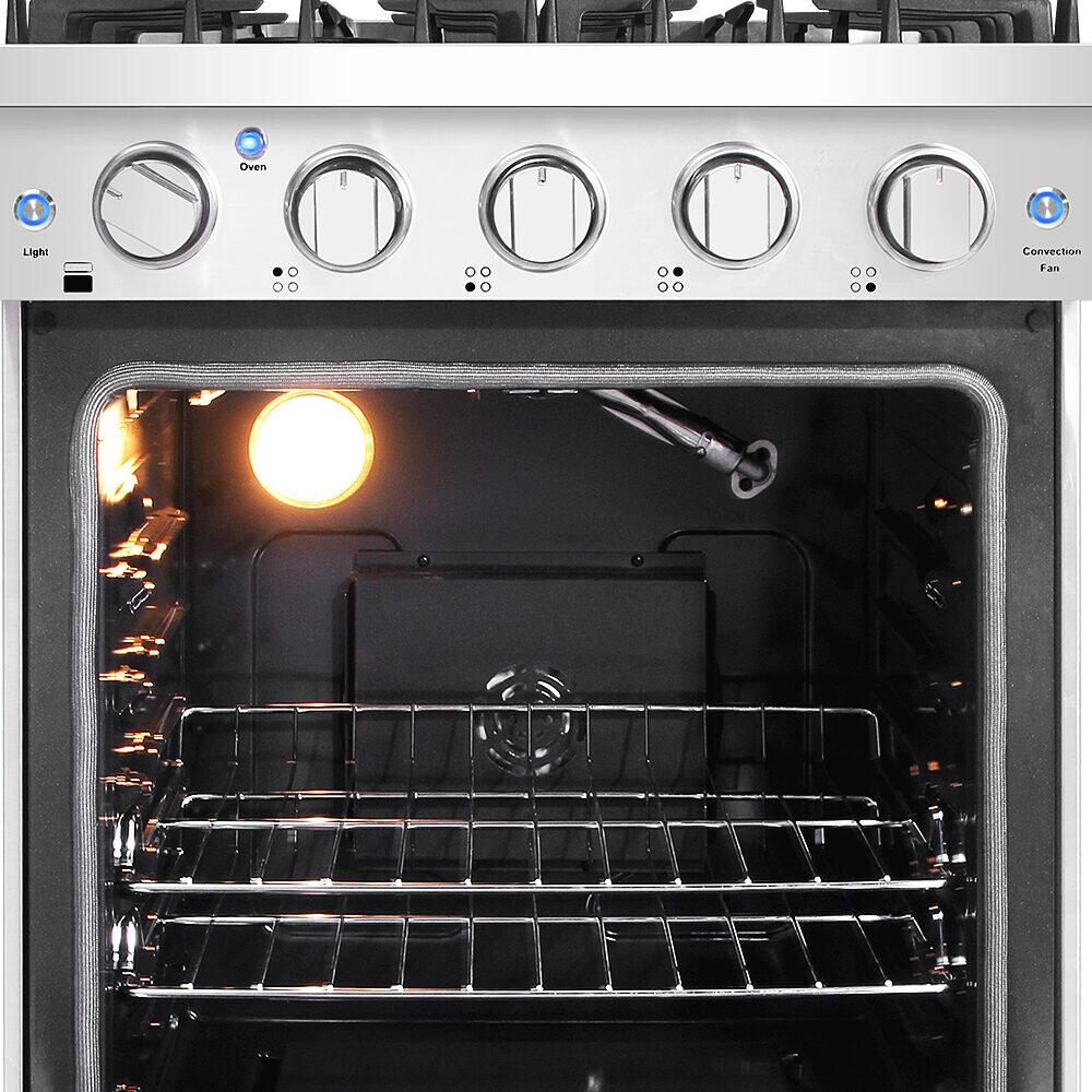 Cosmo - 24 in. Slide-In Freestanding Gas Range with 4 Sealed Burners, Cast Iron Grates, 3.73 cu. ft. Capacity Convection Oven in Stainless Steel | COS-EPGR244 Cosmo - 24 in. Slide-In Freestanding Gas Range with 4 Sealed Burners, Cast Iron Grates, 3.73 cu. ft. Capacity Convection Oven in Stainless Steel | COS-EPGR244