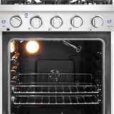 Cosmo - 24 in. Slide-In Freestanding Gas Range with 4 Sealed Burners, Cast Iron Grates, 3.73 cu. ft. Capacity Convection Oven in Stainless Steel | COS-EPGR244 Cosmo - 24 in. Slide-In Freestanding Gas Range with 4 Sealed Burners, Cast Iron Grates, 3.73 cu. ft. Capacity Convection Oven in Stainless Steel | COS-EPGR244