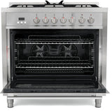 Cosmo - Commercial-Style 36 in. 3.8 cu. ft. Single Oven Dual Fuel Range with 8 Function Convection Oven in Stainless Steel | F965 Cosmo - Commercial-Style 36 in. 3.8 cu. ft. Single Oven Dual Fuel Range with 8 Function Convection Oven in Stainless Steel | F965