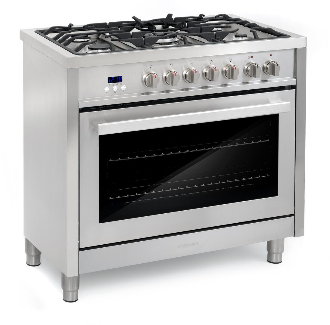 Cosmo - Commercial-Style 36 in. 3.8 cu. ft. Single Oven Dual Fuel Range with 8 Function Convection Oven in Stainless Steel | F965 Cosmo - Commercial-Style 36 in. 3.8 cu. ft. Single Oven Dual Fuel Range with 8 Function Convection Oven in Stainless Steel | F965