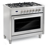Cosmo - Commercial-Style 36 in. 3.8 cu. ft. Single Oven Dual Fuel Range with 8 Function Convection Oven in Stainless Steel | F965 Cosmo - Commercial-Style 36 in. 3.8 cu. ft. Single Oven Dual Fuel Range with 8 Function Convection Oven in Stainless Steel | F965