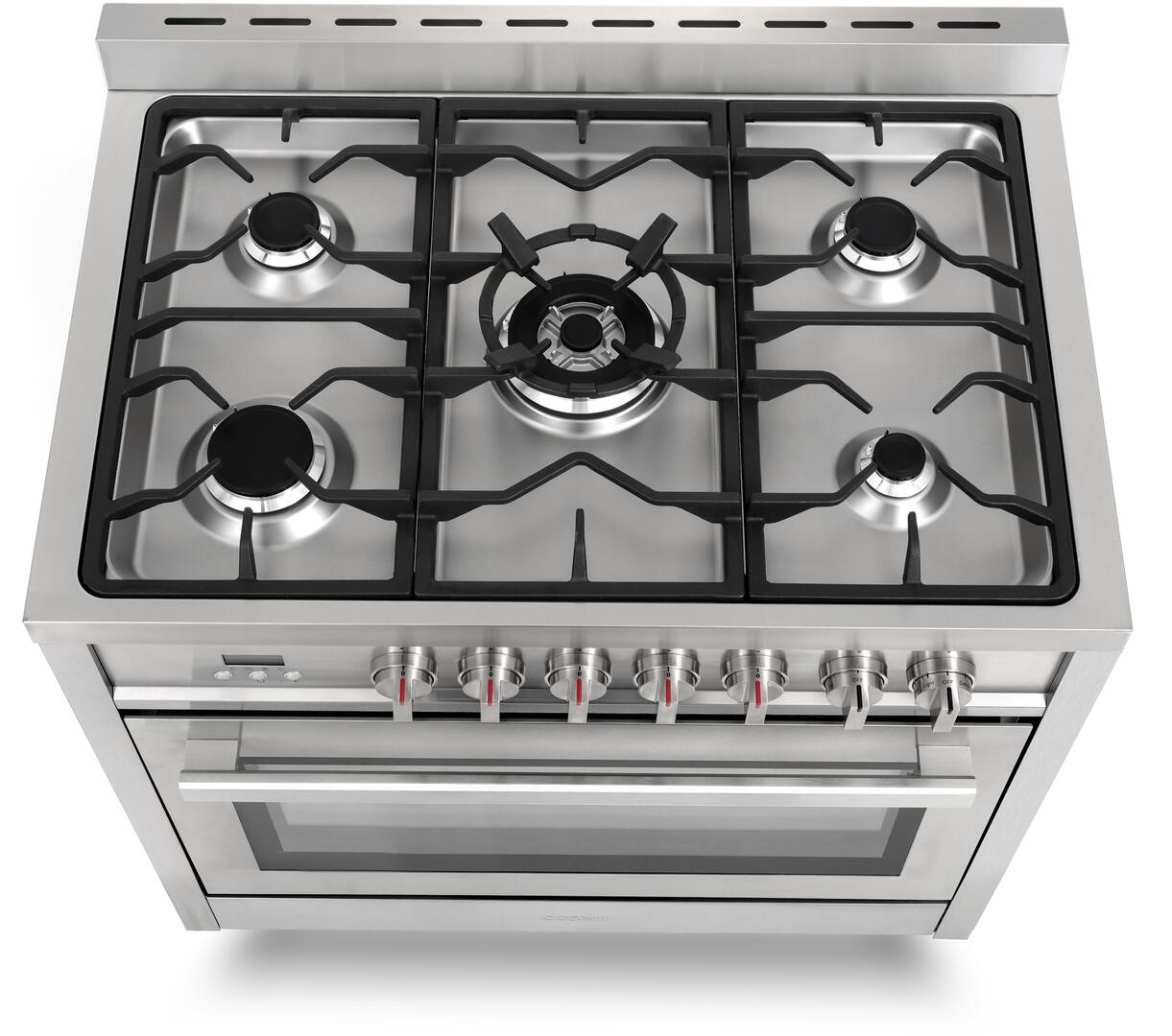 Cosmo - Commercial-Style 36 in. 3.8 cu. ft. Single Oven Dual Fuel Range with 8 Function Convection Oven in Stainless Steel | F965 Cosmo - Commercial-Style 36 in. 3.8 cu. ft. Single Oven Dual Fuel Range with 8 Function Convection Oven in Stainless Steel | F965