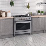 Cosmo - Commercial-Style 36 in. 3.8 cu. ft. Single Oven Dual Fuel Range with 8 Function Convection Oven in Stainless Steel | F965 Cosmo - Commercial-Style 36 in. 3.8 cu. ft. Single Oven Dual Fuel Range with 8 Function Convection Oven in Stainless Steel | F965