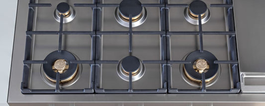 Bertazzoni | 48" Gas Rangetop 6 Brass Burners + Griddle | PROF486GRTBXT