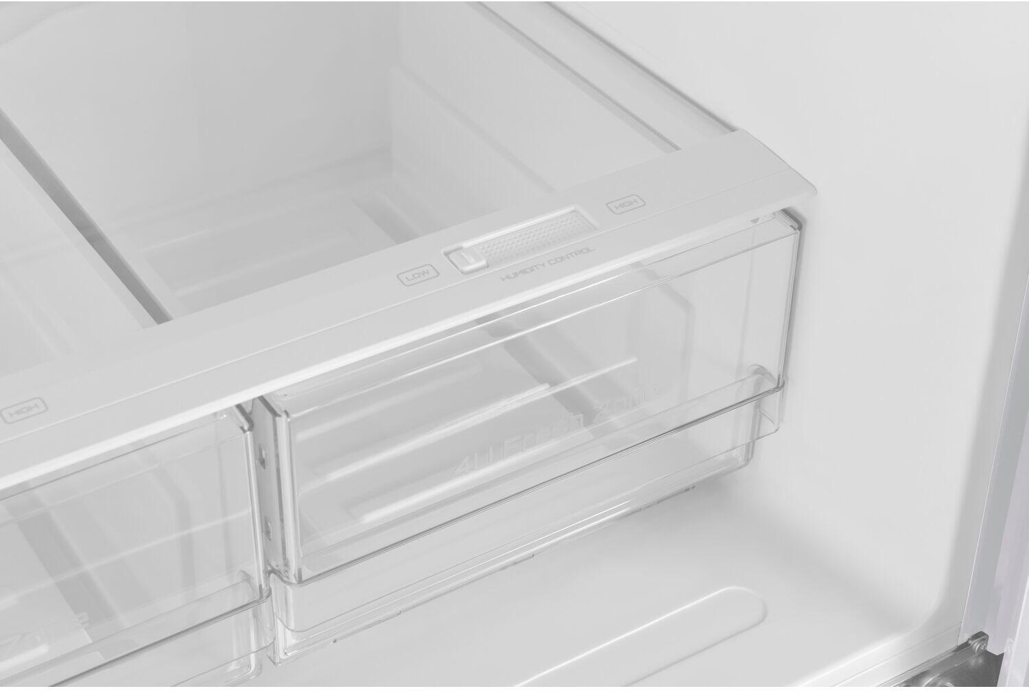 GALANZ - 29 Inch Freestanding French Door Refrigerator with 16 cu. ft. Total Capacity, 3 Glass Shelves, Crisper Drawer, Frost Free Defrost | GLR16FWEE16 GALANZ - 29 Inch Freestanding French Door Refrigerator with 16 cu. ft. Total Capacity, 3 Glass Shelves, Crisper Drawer, Frost Free Defrost | GLR16FWEE16