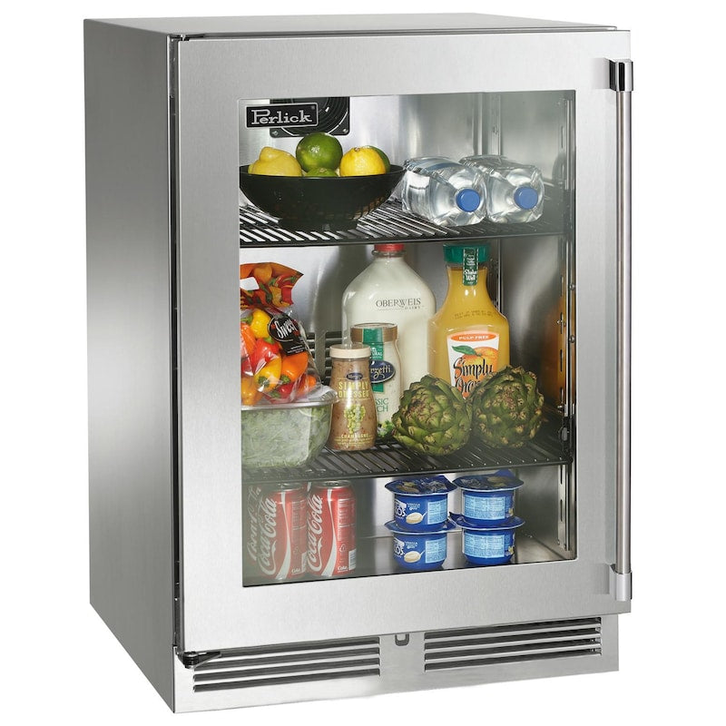 Perlick - Signature Series Shallow Depth 18" Depth Outdoor Refrigerator with stainless steel glass door, with lock - HH24RO Perlick - Signature Series Shallow Depth 18" Depth Outdoor Refrigerator with stainless steel glass door, with lock - HH24RO