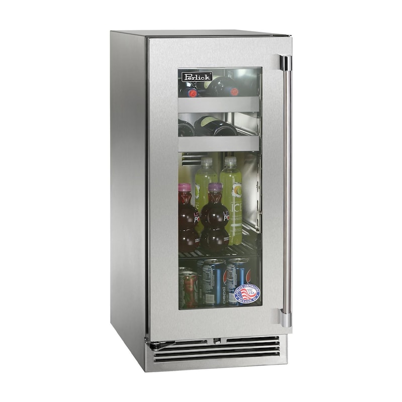 Perlick - 15" Signature Series Marine Grade Beverage Center with stainless steel glass door, with lock - HP15BM Perlick - 15" Signature Series Marine Grade Beverage Center with stainless steel glass door, with lock - HP15BM