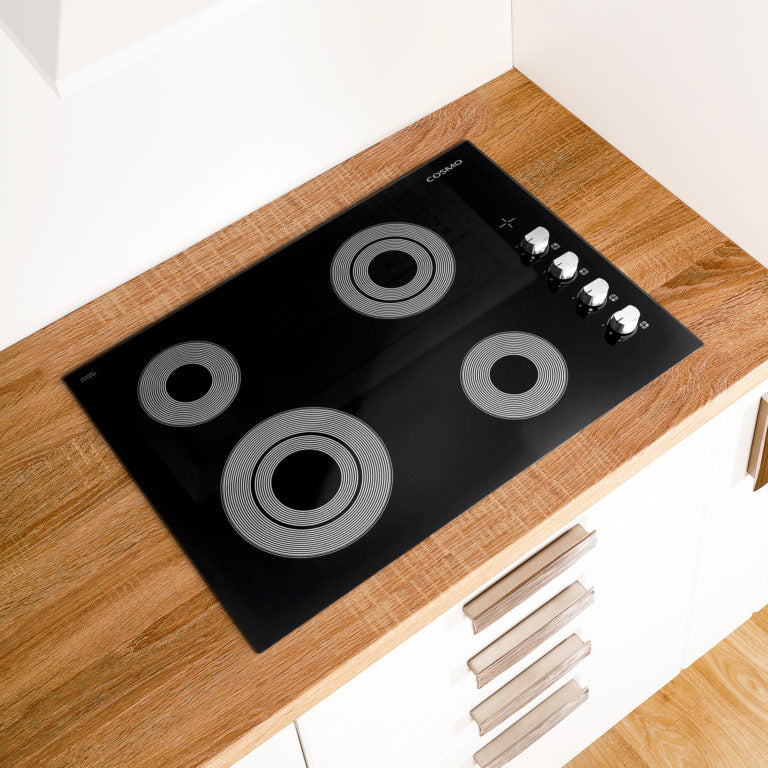 Cosmo - 30 in. Electric Ceramic Glass Cooktop with 4 Burners, Dual Zone Elements, Hot Surface Indicator Light and Control Knobs | COS-304ECC Cosmo - 30 in. Electric Ceramic Glass Cooktop with 4 Burners, Dual Zone Elements, Hot Surface Indicator Light and Control Knobs | COS-304ECC