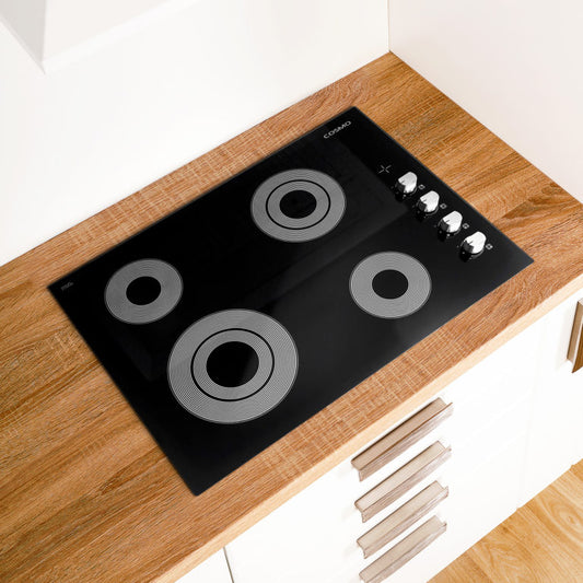 Cosmo - 30 in. Electric Ceramic Glass Cooktop with 4 Burners, Dual Zone Elements, Hot Surface Indicator Light and Control Knobs | COS-304ECC
