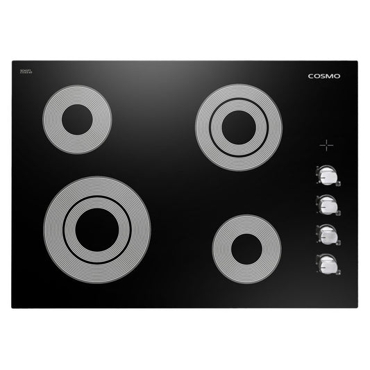 Cosmo - 30 in. Electric Ceramic Glass Cooktop with 4 Burners, Dual Zone Elements, Hot Surface Indicator Light and Control Knobs | COS-304ECC