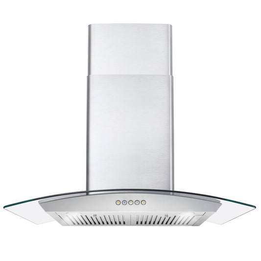 Cosmo - 30 in. Ductless Wall Mount Range Hood in Stainless Steel with LED Lighting and Carbon Filter Kit for Recirculating | COS-668A750-DL
