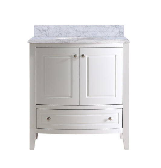 Laviva - Estella 32" White Bathroom Vanity with White Carrara Marble Countertop | 3130709-32W-WC