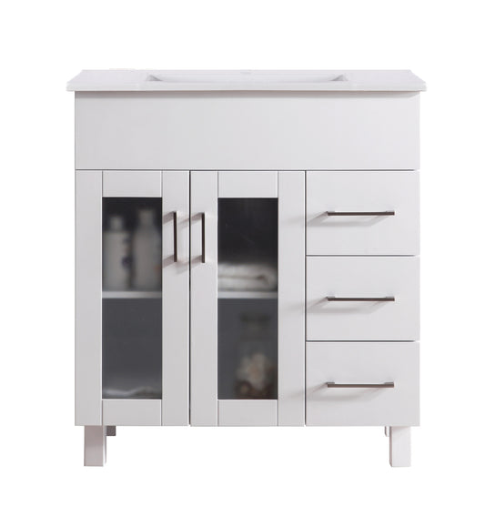 Laviva - Nova 32" White Bathroom Vanity with White Ceramic Basin Countertop | 31321529-32W-CB
