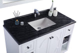Laviva - Odyssey 48" White Bathroom Vanity with Black Wood Marble Countertop | 313613-48W-BW Laviva - Odyssey 48" White Bathroom Vanity with Black Wood Marble Countertop | 313613-48W-BW