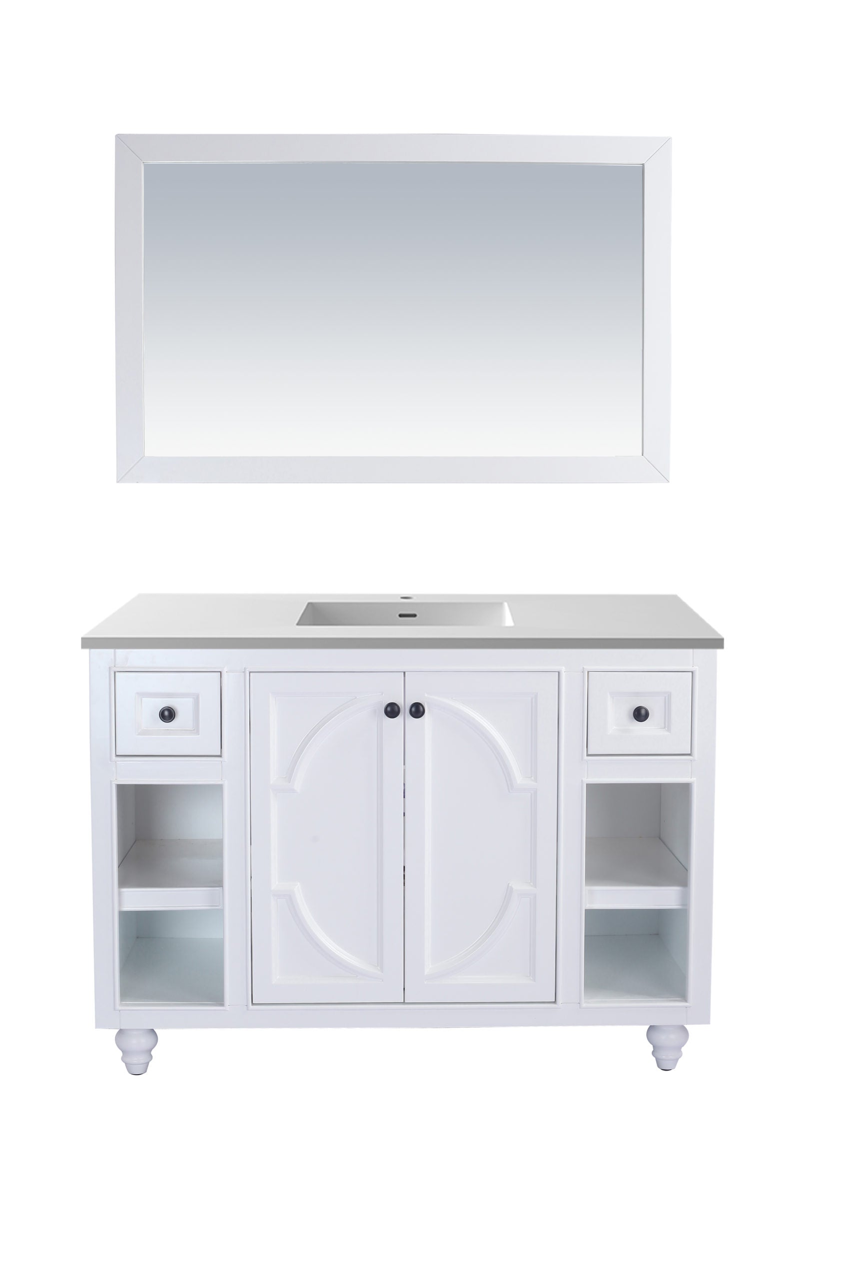 Laviva - Odyssey 48" White Bathroom Vanity with Matte White VIVA Stone Solid Surface Countertop | 313613-48W-MW Laviva - Odyssey 48" White Bathroom Vanity with Matte White VIVA Stone Solid Surface Countertop | 313613-48W-MW