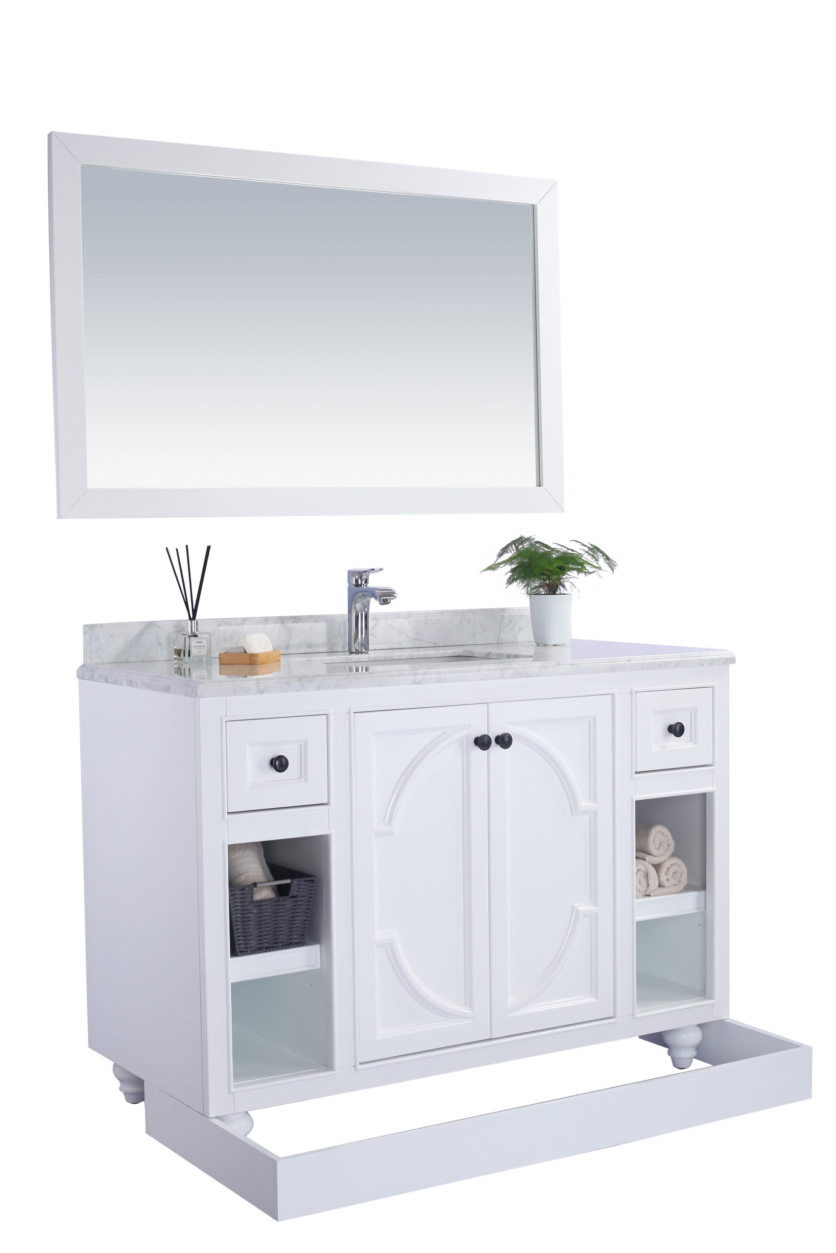 Laviva - Odyssey 48" White Bathroom Vanity with White Stripes Marble Countertop | 313613-48W-WS Laviva - Odyssey 48" White Bathroom Vanity with White Stripes Marble Countertop | 313613-48W-WS
