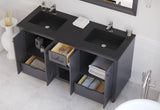 Laviva - Odyssey 60" Maple Grey Double Sink Bathroom Vanity with Matte Black VIVA Stone Solid Surface Countertop | 313613-60G-MB Laviva - Odyssey 60" Maple Grey Double Sink Bathroom Vanity with Matte Black VIVA Stone Solid Surface Countertop | 313613-60G-MB