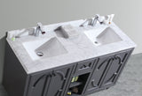 Laviva - Odyssey 60" Maple Grey Double Sink Bathroom Vanity with White Carrara Marble Countertop | 313613-60G-WC Laviva - Odyssey 60" Maple Grey Double Sink Bathroom Vanity with White Carrara Marble Countertop | 313613-60G-WC