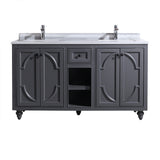 Laviva - Odyssey 60" Maple Grey Double Sink Bathroom Vanity with White Stripes Marble Countertop | 313613-60G-WS Laviva - Odyssey 60" Maple Grey Double Sink Bathroom Vanity with White Stripes Marble Countertop | 313613-60G-WS
