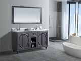 Laviva - Odyssey 60" Maple Grey Double Sink Bathroom Vanity with White Stripes Marble Countertop | 313613-60G-WS Laviva - Odyssey 60" Maple Grey Double Sink Bathroom Vanity with White Stripes Marble Countertop | 313613-60G-WS