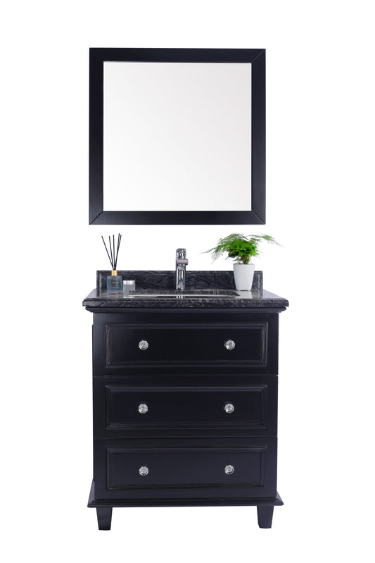 Laviva - Luna 30" Espresso Bathroom Vanity with Black Wood Marble Countertop | 313DVN-30E-BW