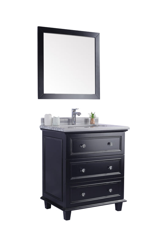 Laviva - Luna 30" Espresso Bathroom Vanity with White Stripes Marble Countertop | 313DVN-30E-WS