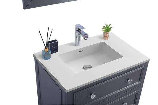 Laviva - Luna 30" Maple Grey Bathroom Vanity with Matte White VIVA Stone Solid Surface Countertop | 313DVN-30G-MW