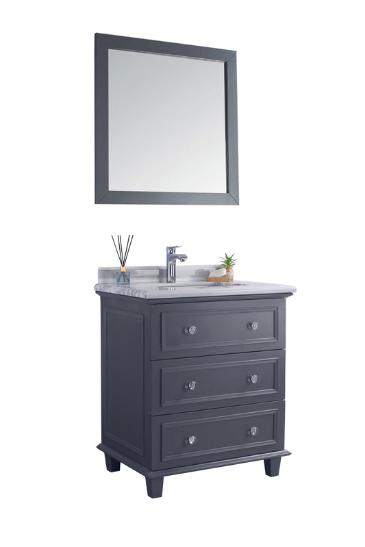 Laviva - Luna 30" Maple Grey Bathroom Vanity with White Stripes Marble Countertop | 313DVN-30G-WS